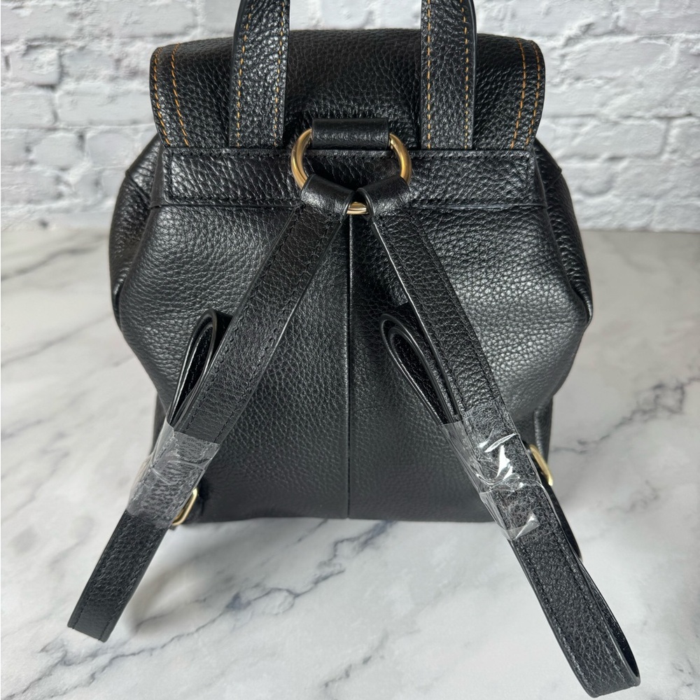 Coach Pennie Leather Mini Backpack Pebbled Leather Front Pocket Flap Bag Gold - Picture 3 of 10